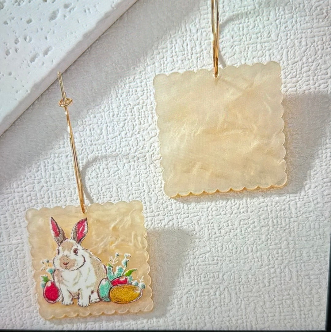 Rabbit Print Hoop Earrings
