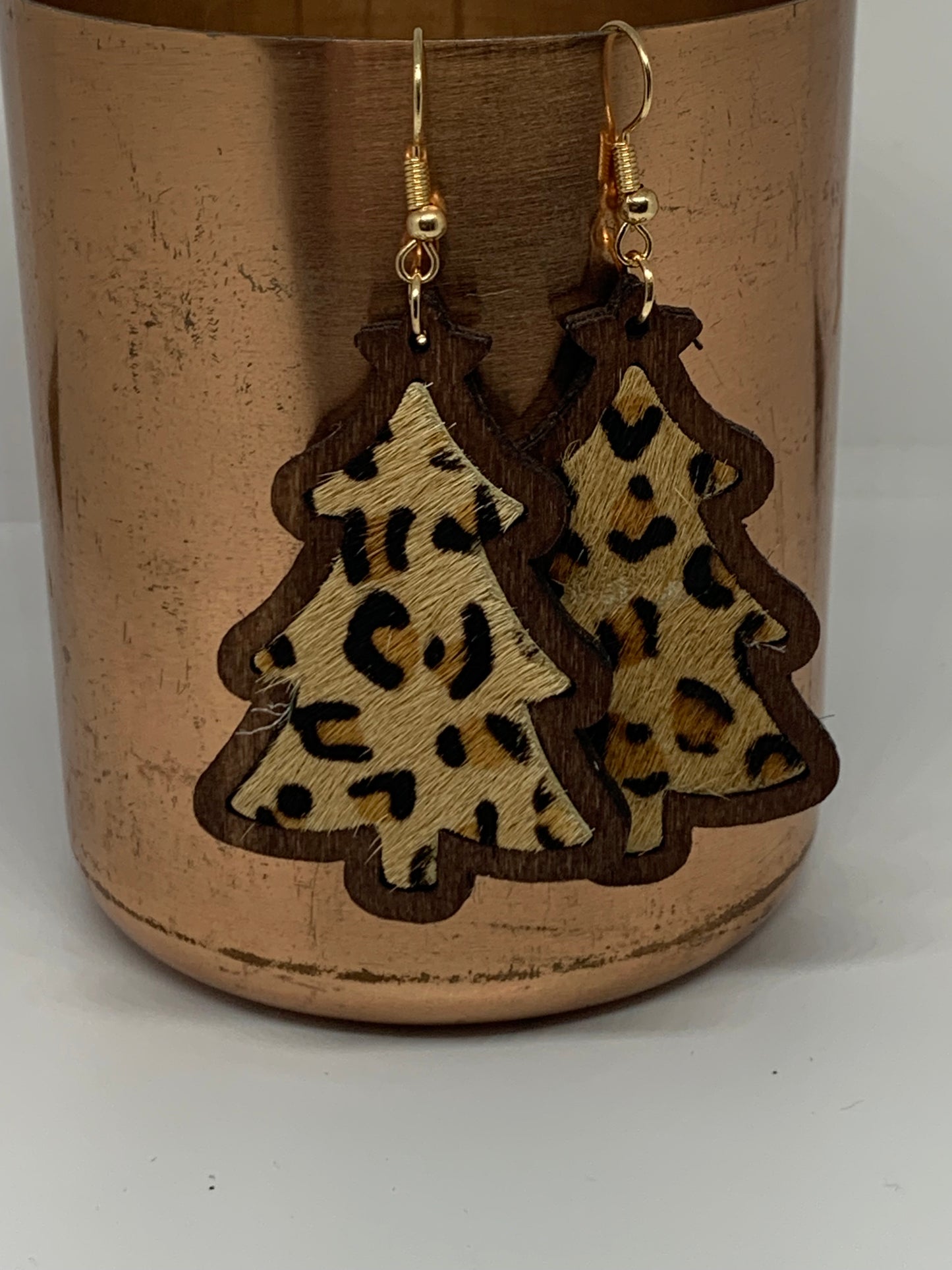 Wooden Tree Animal Print Earrings