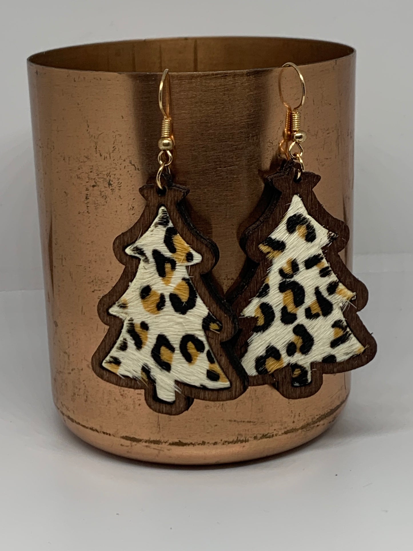 Wooden Tree Animal Print Earrings
