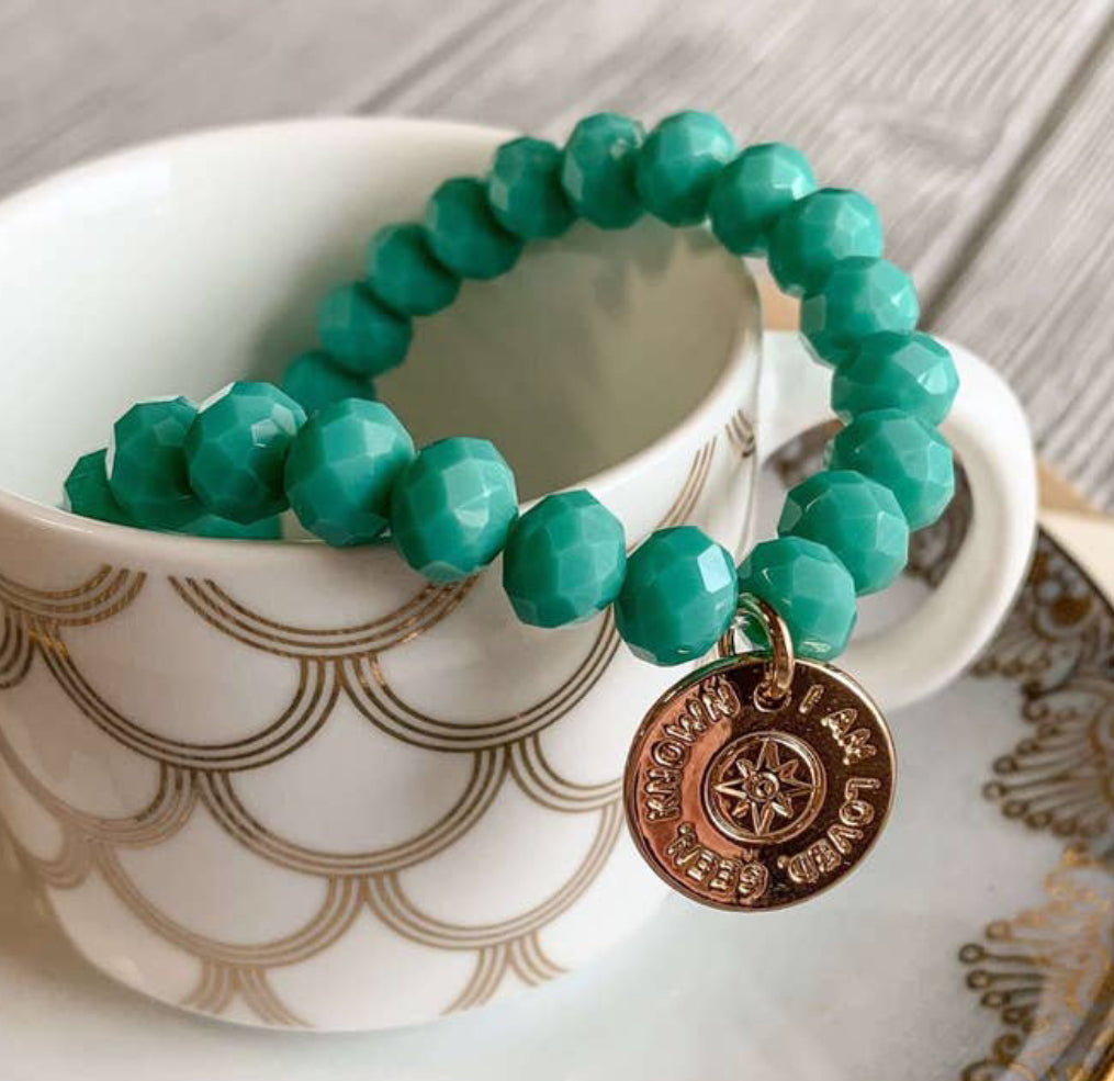 Loved, Seen & Known Teal Glass Bracelet