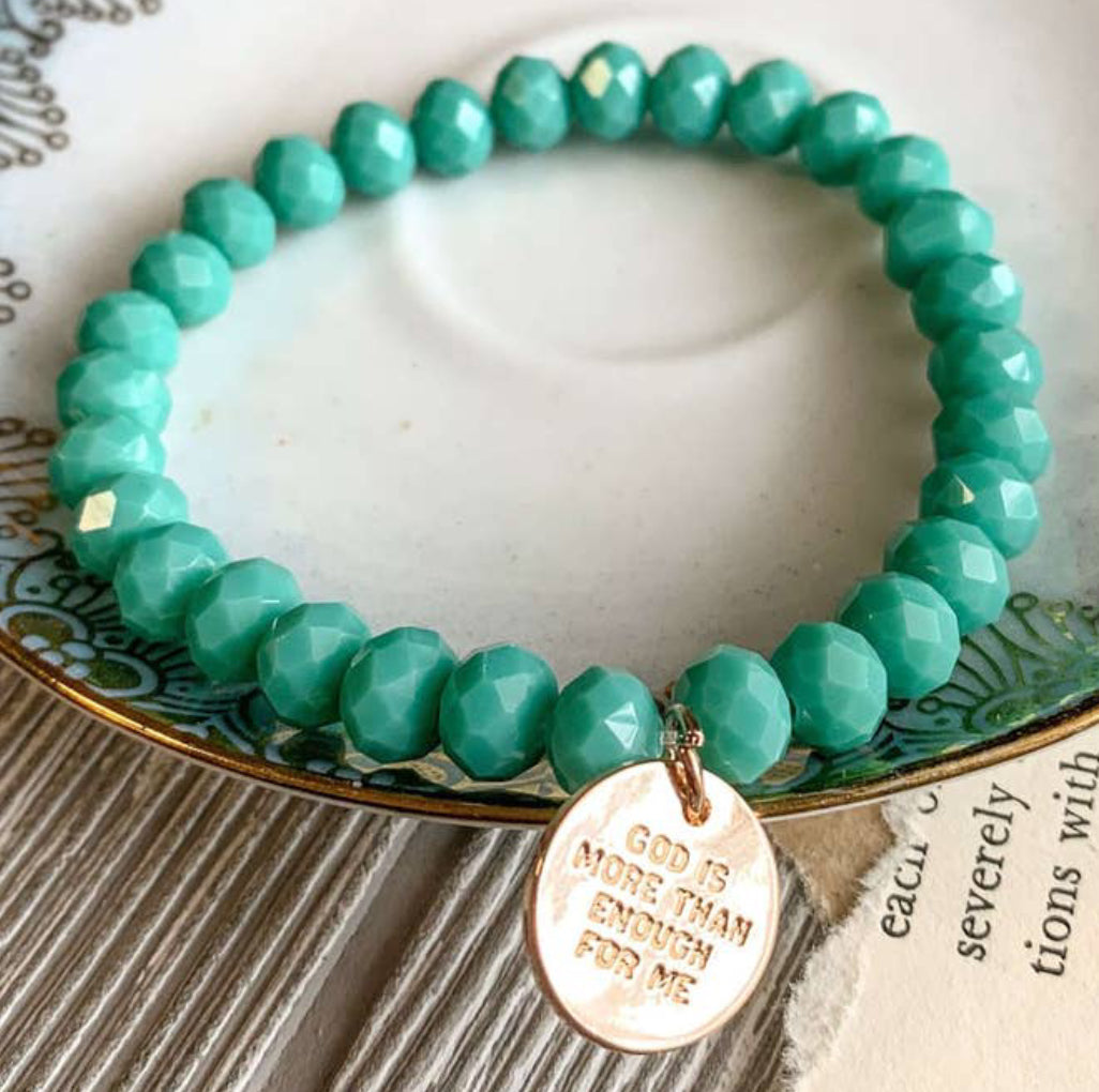 Loved, Seen & Known Teal Glass Bracelet