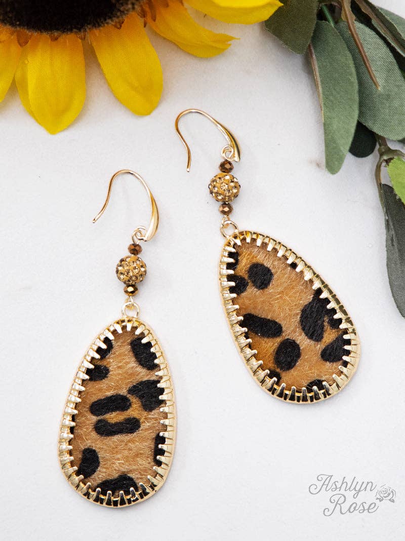 Light Brown Leopard Teardrop Earrings
