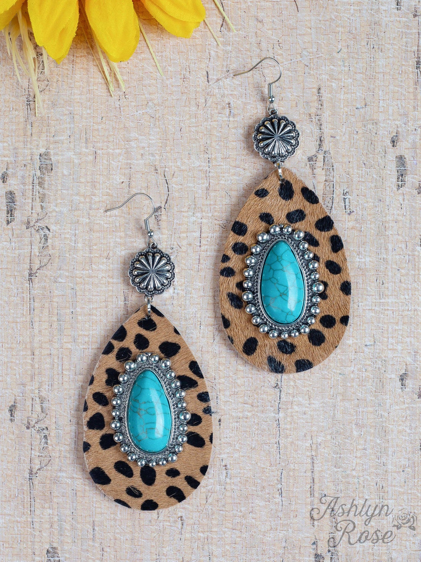 Country Cutie Teardrop Earrings with Stone, Brown
