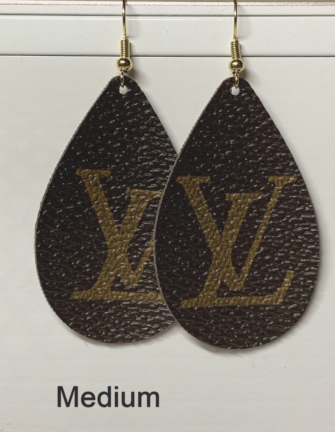 Louis Vuitton Teardrop Faux Leather Earrings