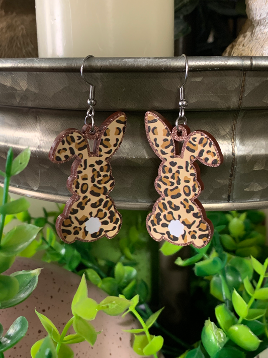 Leopard Bunny Dangle Earrings