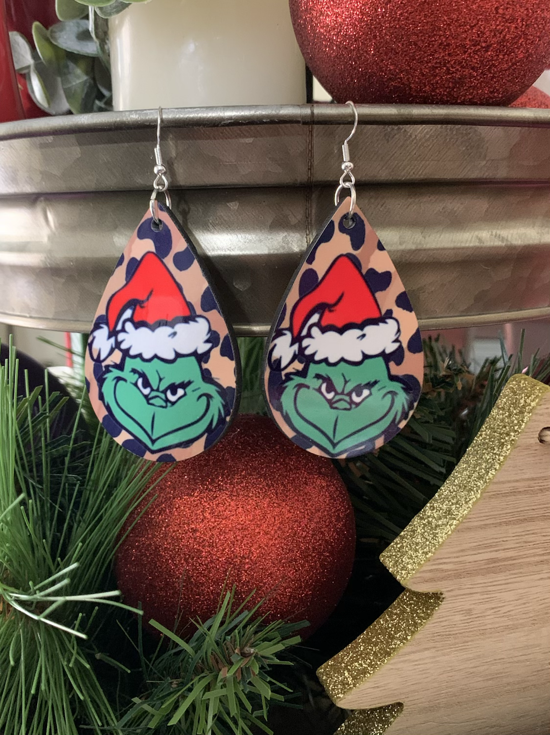 Grinch Leopard Earrings