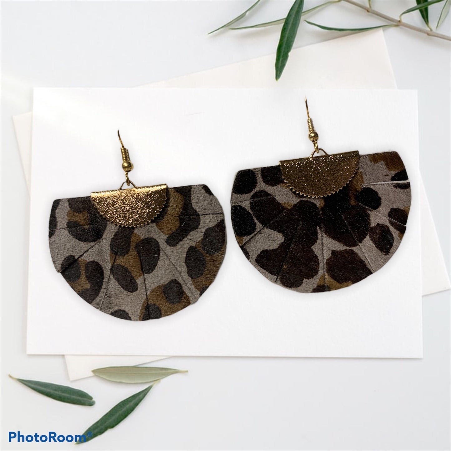 Leopard Print Fan Earrings