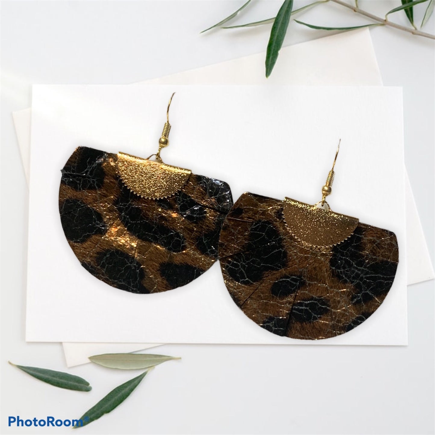 Leopard Print Fan Earrings