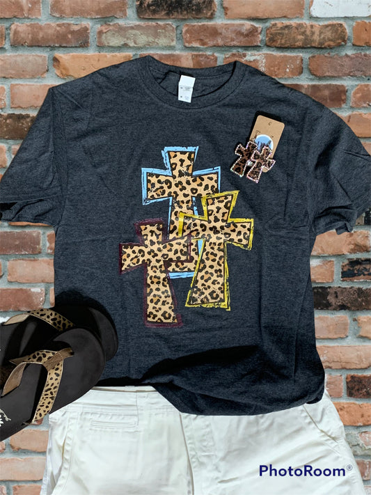 Sassy Leopard Crosses Tee