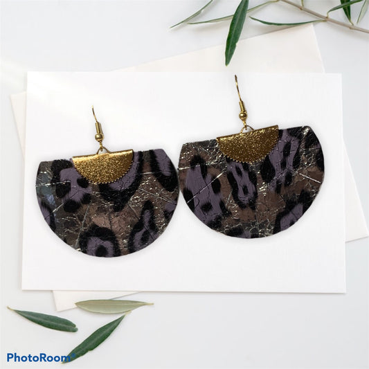 Leopard Print Fan Earrings