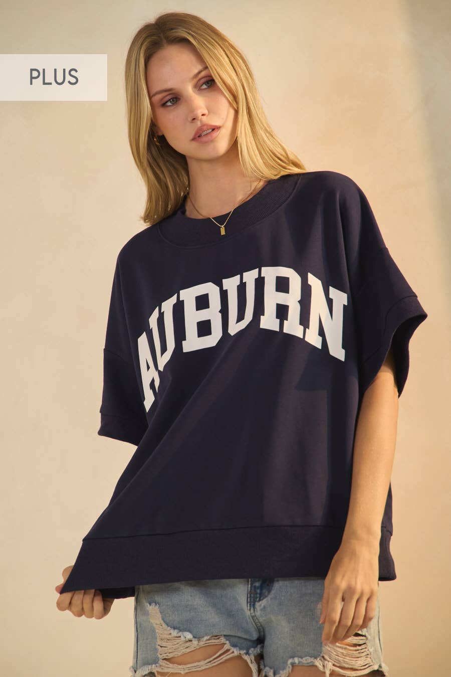 Auburn Plus Boxy Short-sleeve Sweatshirt