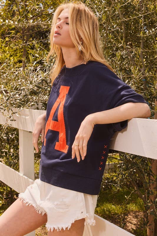 “A”  Plus Lettering Oversized Sweatshirt
