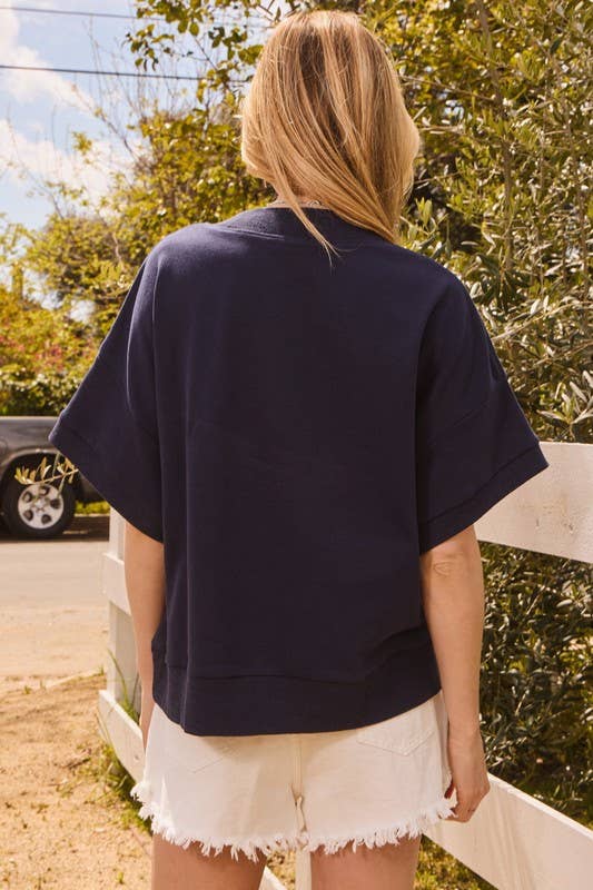 “A”  Plus Lettering Oversized Sweatshirt