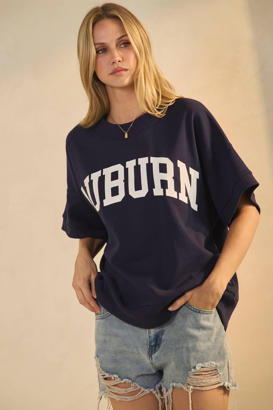 Auburn Plus Boxy Short-sleeve Sweatshirt