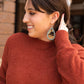 Desert Dreams: Cowhide and Turquoise Crystal Teardrop Earrings