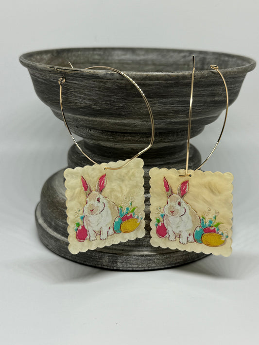 Rabbit Print Hoop Earrings