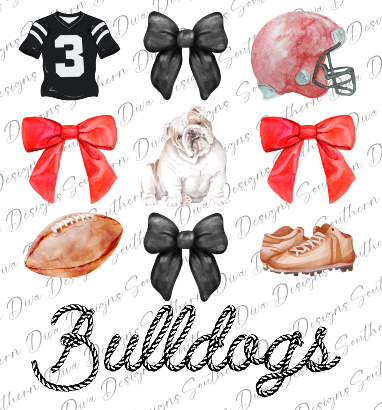 Bulldogs Football Coquette PNG - Instant Digital Download for Print and Cut, Sublimation