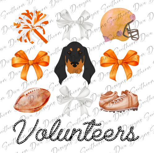 Volunteer Football Coquette PNG - Instant Digital Download for Print and Cut, Sublimation