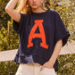 “A”  Plus Lettering Oversized Sweatshirt