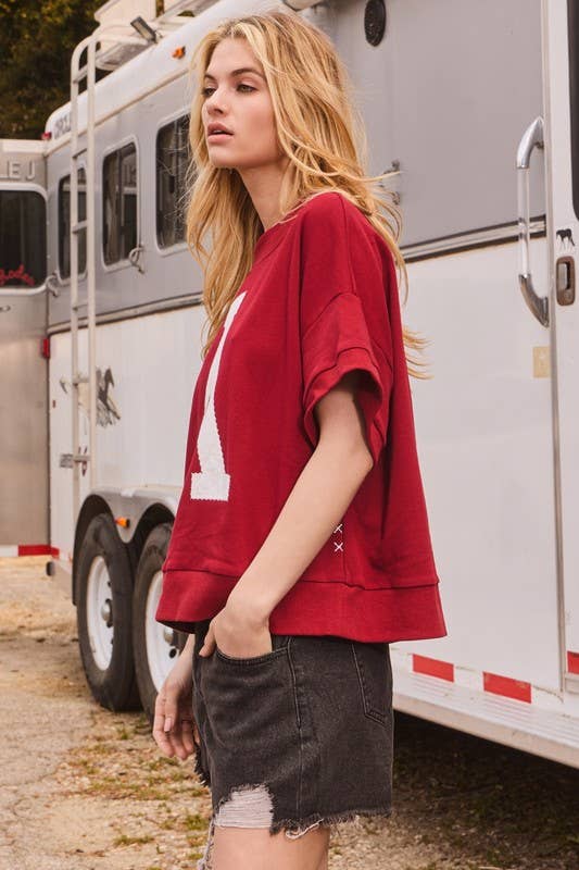 “A”  Plus Lettering Oversized Sweatshirt
