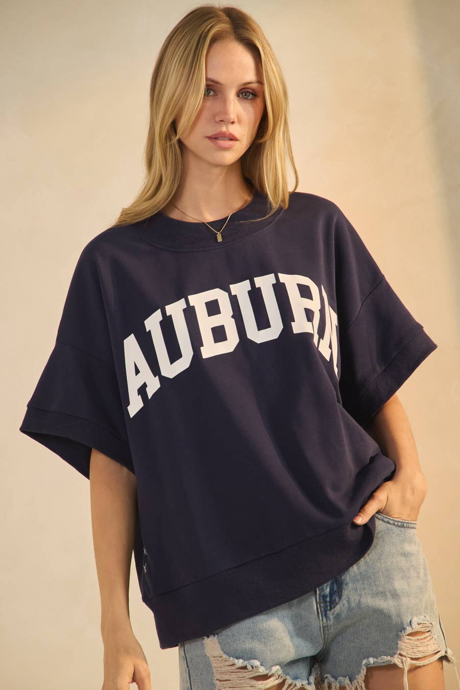 Auburn Plus Boxy Short-sleeve Sweatshirt