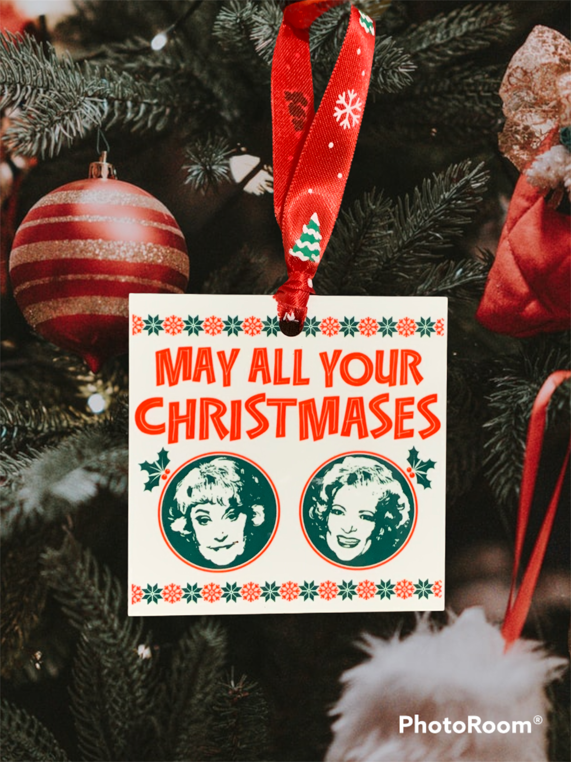 May All Your Christmases Bea White Ornament
